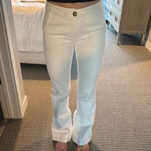White bootcut low rise jeans